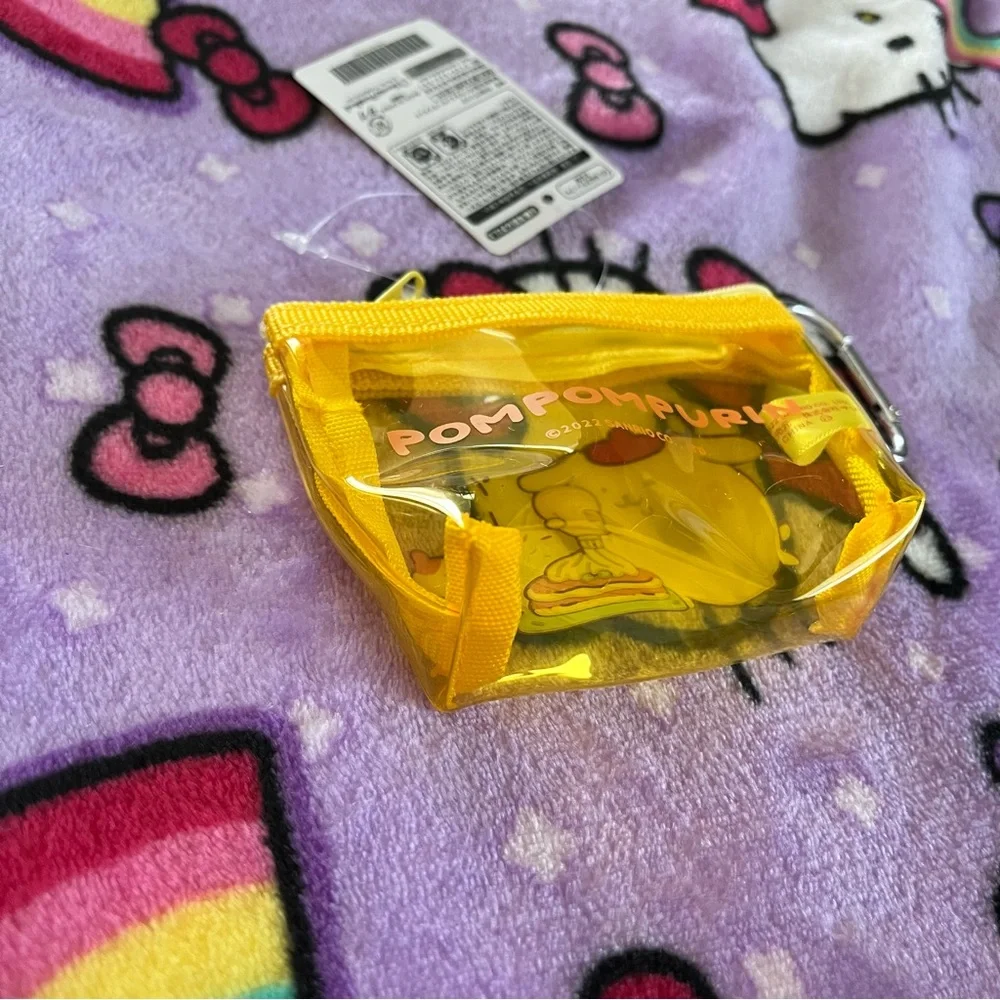 Pompompurin Yellow Clear Plastic Small Zip Coin Pouch NWT
